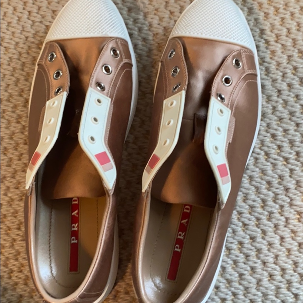 Prada rose colored sneakers